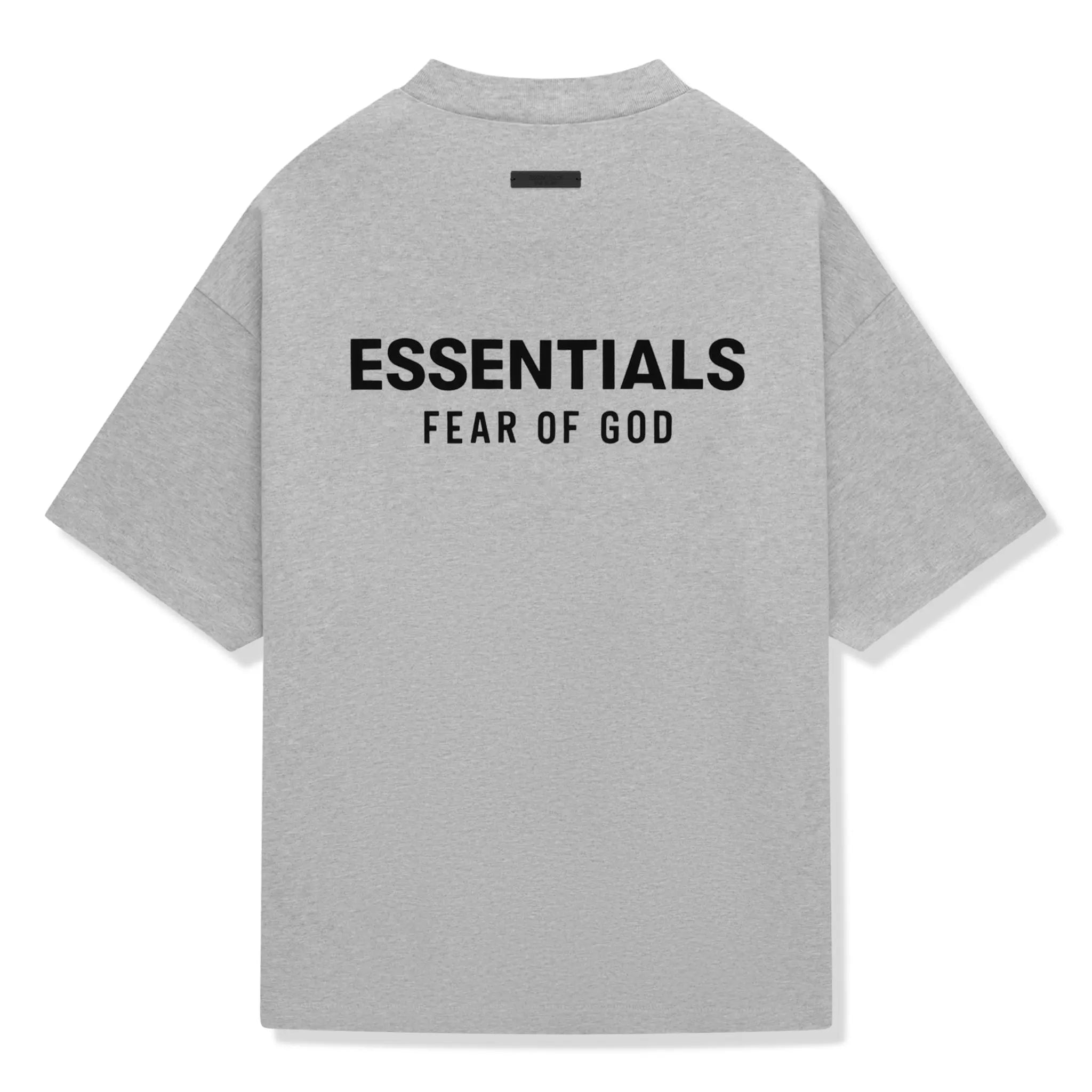 Back View of Fear Of God Essentials Jersey Crewneck Light Heather Grey T Shirt 125HO244368F